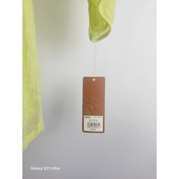 Women's,  Sonoma Lifestyle, 3/4 sleeve, szXS, peasant style NWT Neon green - Picture 4 of 6